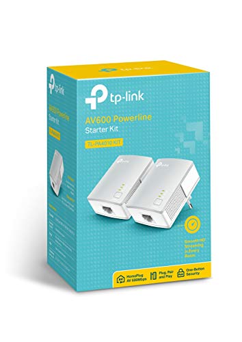 TP-Link TL-PA4010KIT - Adaptadores por Línea Eléctrica (AV 600 Mbps, PLC, Extensor, Repetidores, Amplificador, 2 Puertos, Películas, TV Plug & Play, compatible)