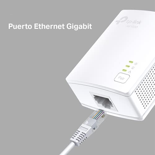 TP-Link TL-PA7017 KIT - AV1000 Gigabit Powerline, PLC Starter Kit, Sin Wifi, Puerto Gigabit, Botón Pair/Reset, Ahorro Energia, Plug&Play, 2 Piezas