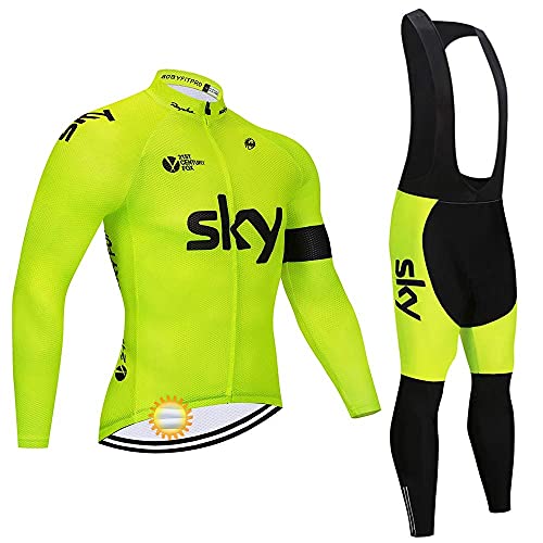 Traje Bicicleta Hombre Invierno, Ropa Ciclismo Térmico de Manga Larga Incluye Maillot Ciclismo Polar Térmico