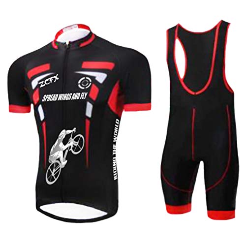 Traje Deportivo al Aire Libre Ropa de Bicicleta Ropa de Ciclismo para Hombres Camiseta Deportiva de Manga Corta + Pantalones Cortos con Correa Primavera y Verano (Color Y1108,2XL código)