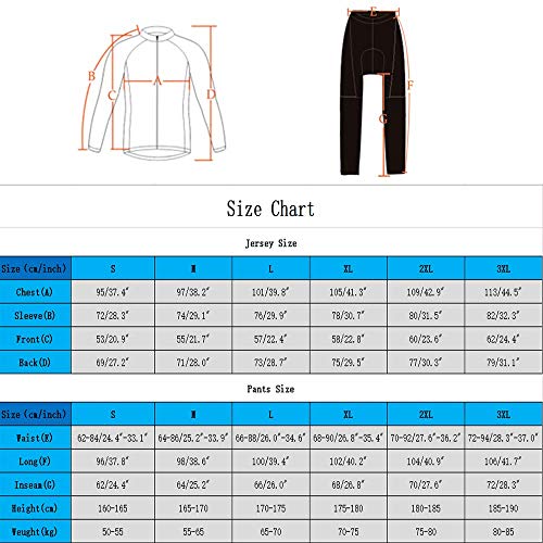 Trajes de Ciclismo para Hombre de Manga Larga, Jersey de Ciclismo térmico de Invierno y Pantalones Largos para MTB