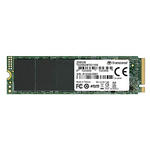 Transcend MTE110S – SSD 256 GB, NVMe PCIe Gen 3x4 M.2, hasta 1600 MB/s de lectura