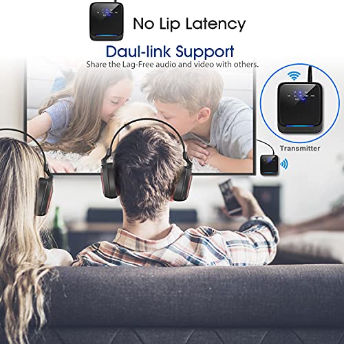 Transmisor Bluetooth 5.0, Receptor Inalámbrico 2 en 1 Audio HD de Baja Latencia con Toslink Óptico/SPDIF para TV Altavoz Estéreo Portátil Auriculares Cascos