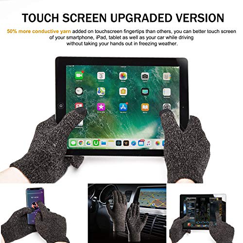 TRENDOUX Guantes Ordenador Invierno termicos - Running Cálido Lana para Frio Ciclismo Moto Correr Invierno Suave Antideslizantes tactiles Smartphones, Guantes tactiles Trabajo Hombre - Gris XL