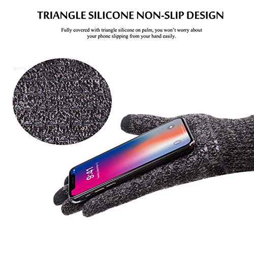 TRENDOUX Guantes Ordenador Invierno termicos - Running Cálido Lana para Frio Ciclismo Moto Correr Invierno Suave Antideslizantes tactiles Smartphones, Guantes tactiles Trabajo Hombre - Gris XL