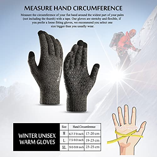 TRENDOUX Guantes Ordenador Invierno termicos - Running Cálido Lana para Frio Ciclismo Moto Correr Invierno Suave Antideslizantes tactiles Smartphones, Guantes tactiles Trabajo Hombre - Gris XL