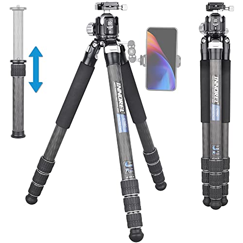 Trípode de fibra de carbono-INNOREL CT85C Trípode portátil profesional para cámara DSLR con centro de baja gravedad Cabezal panorámico de 360 ° y columna central corta Tubo de 32 mm Carga máxima 25 kg