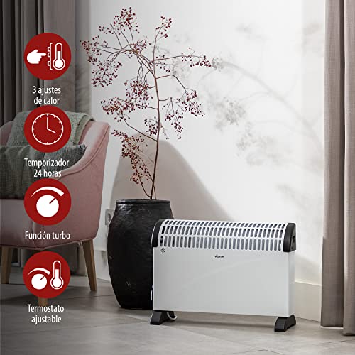 Tristar KA-5914 Calefactor eléctrico convector, Modo turbo y temporizador, 2000 W, Blanco