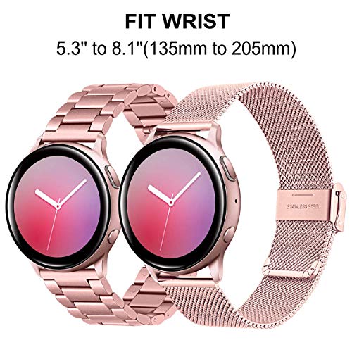 TRUMiRR Compatible con Galaxy Watch 42mm/Galaxy Watch Active/Gear Sport Correa de Reloj, 20mm Acero Inoxidable de Metal sólido Correa de Malla Banda de Reloj para Garmin Vivoactive 3/3 Music