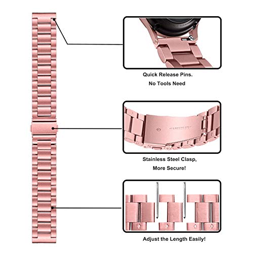 TRUMiRR Compatible con Galaxy Watch 42mm/Galaxy Watch Active/Gear Sport Correa de Reloj, 20mm Acero Inoxidable de Metal sólido Correa de Malla Banda de Reloj para Garmin Vivoactive 3/3 Music
