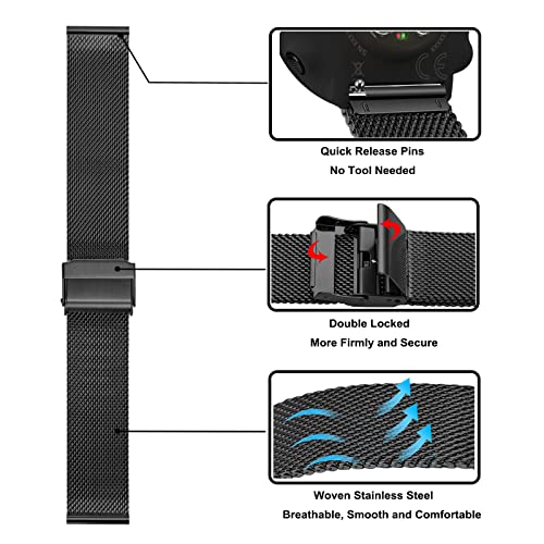 TRUMiRR Pulsera Reemplazo para Polar Vantage M2/Vantage M Smartwatch, 22MM Brazalete de Malla de Acero Inoxidable con Correa de Repuesto de liberación rápida para Polar Grit X/Grit X Pro Smartwatch