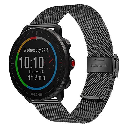 TRUMiRR Pulsera Reemplazo para Polar Vantage M2/Vantage M Smartwatch, 22MM Brazalete de Malla de Acero Inoxidable con Correa de Repuesto de liberación rápida para Polar Grit X/Grit X Pro Smartwatch