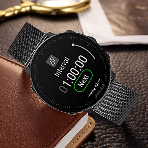 TRUMiRR Pulsera Reemplazo para Polar Vantage M2/Vantage M Smartwatch, 22MM Brazalete de Malla de Acero Inoxidable con Correa de Repuesto de liberación rápida para Polar Grit X/Grit X Pro Smartwatch