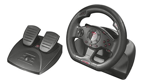 Trust GXT 580 - Volante de competición (con Respuesta de vibración y Pedales, para PS3 y PC), Color Negro