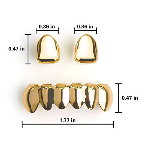 TSANLY Rejillas de Dientes bañadas en Oro de 24 Quilates, Ajuste Personalizado, Juego de Tapas Superior e Inferior Parece para Boca