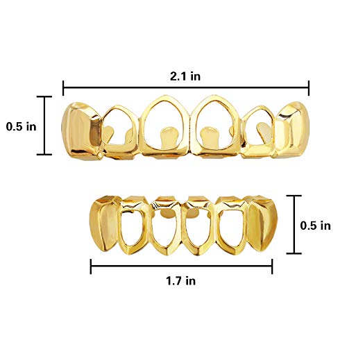 TSANLY Rejillas de Dientes bañadas en Oro de 28 Quilates, Ajuste Personalizado, Juego de Tapas Superior e Inferior Parece para Boca