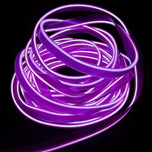 Tubo de luz de neón de 5 m/16 pies El Wire Led Tira de luz flexible para coches DC 12 V Neón atmósfera brillante estroboscópica luz electroluminiscente luces de neón brillantes (púrpura)
