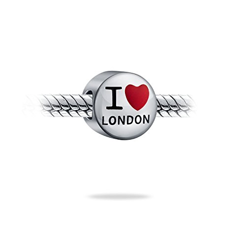 Turismo de viajes Inglaterra Reino Unido Palabras Corazón I Amo Londres Charm Bead Para Mujeres Teen Esmalte .925 Sterling Silver Fit Pulsera Europea