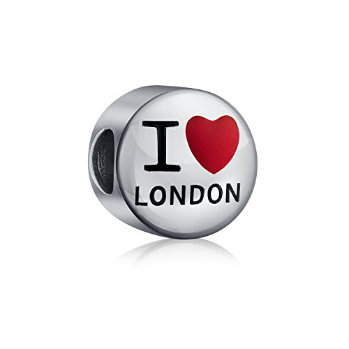 Turismo de viajes Inglaterra Reino Unido Palabras Corazón I Amo Londres Charm Bead Para Mujeres Teen Esmalte .925 Sterling Silver Fit Pulsera Europea