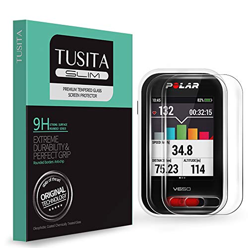 TUSITA [2 Piezas] Protector Pantalla Compatible con Polar V650-0.33mm Cristal Templado Ultrafino Vidrio, Ultraresistente 9H Dureza - Accesorios para Computadora GPS
