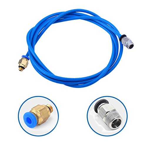 TUZUK Tubo de teflón de 4 piezas Tubo azul de PTFE (1.5 m) con 4 piezas de ajuste rápido PC4-M6 y 4 piezas de empuje neumático recto para PC4-M10 para conectar a la impresora 3D Filamento de 1.75 mm