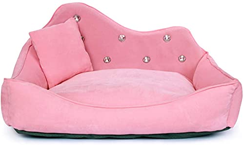 TYX-SS Cama para Mascotas Sofá De Perro De Lujo Red Rhinestone De Color Rosado Duvet Cubierta Mate Princesa Cat MATS para PEQUEÑO por Perrito Medio Mayor Ropa De Cama para Mascotas,Rosado,56X40cm