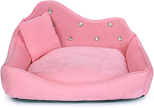 TYX-SS Cama para Mascotas Sofá De Perro De Lujo Red Rhinestone De Color Rosado Duvet Cubierta Mate Princesa Cat MATS para PEQUEÑO por Perrito Medio Mayor Ropa De Cama para Mascotas,Rosado,56X40cm