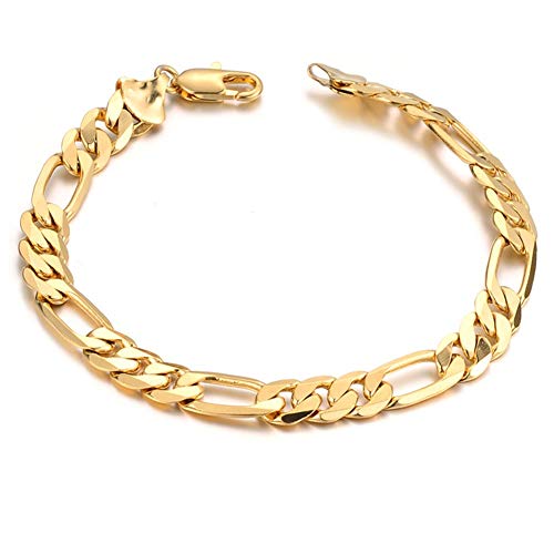 U-K Mujeres Hombres Curb Chain Link Pulsera chapada en Oro MuyÚtil y hábil