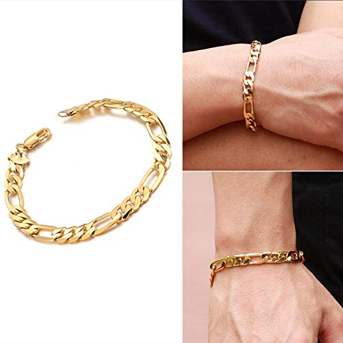 U-K Mujeres Hombres Curb Chain Link Pulsera chapada en Oro MuyÚtil y hábil