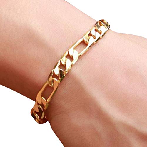 U-K Mujeres Hombres Curb Chain Link Pulsera chapada en Oro MuyÚtil y hábil