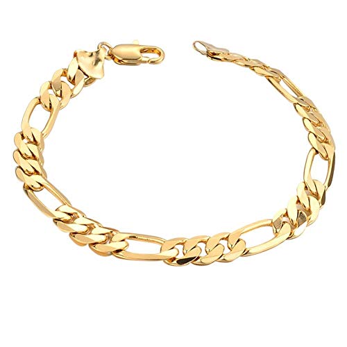 U-K Mujeres Hombres Curb Chain Link Pulsera chapada en Oro MuyÚtil y hábil