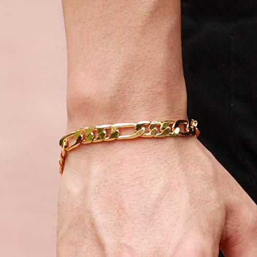 U-K Mujeres Hombres Curb Chain Link Pulsera chapada en Oro MuyÚtil y hábil