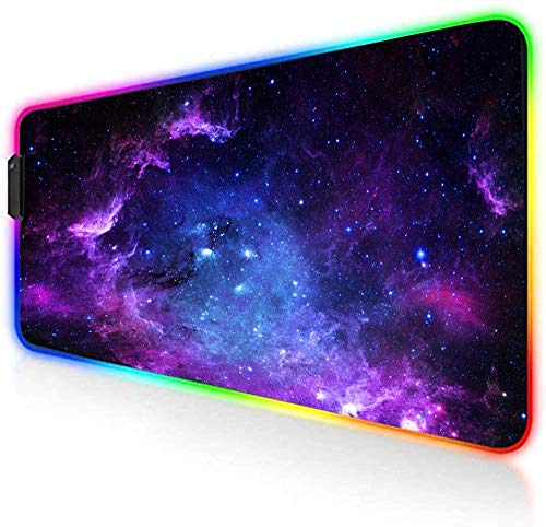 UCMDA Alfombrilla Ratón RGB Alfombrilla Gaming 12 Modos de Luces XXL (80 x 30 cm), Extra Grande Mouse Pad Base Antideslizante y Impermeable para Gamer, Ordenador, PC y Laptop (Cielo Estrellado)