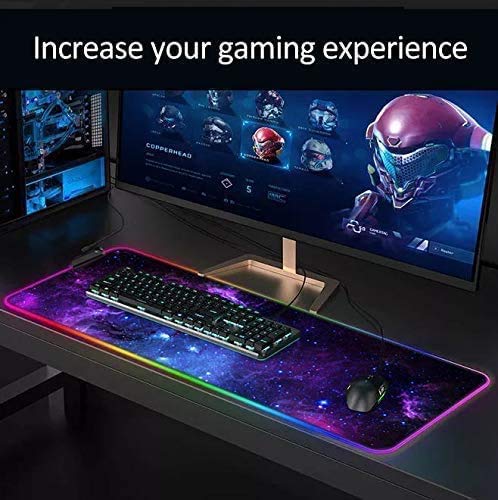 UCMDA Alfombrilla Ratón RGB Alfombrilla Gaming 12 Modos de Luces XXL (80 x 30 cm), Extra Grande Mouse Pad Base Antideslizante y Impermeable para Gamer, Ordenador, PC y Laptop (Cielo Estrellado)