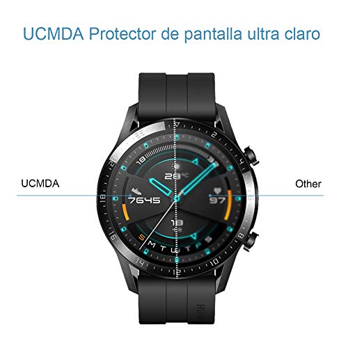 UCMDA Protector de Pantalla para Huawei Watch GT 2 46mm - [3-Pack] HD Full Cristal Vidrio Templado 2.5D Touch,HD-Display, Anti-Burbujas,para Huawei Watch GT 2 (Huawei GT 2 46mm)