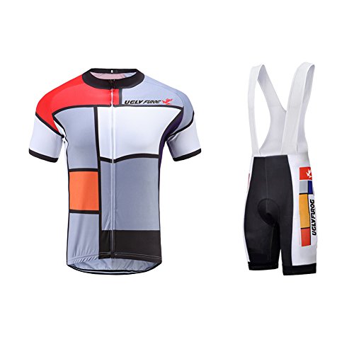 UGLY FROG Bike Wear De Manga Corto Maillot Ciclismo Hombre Jersey + Pantalones Cortos Babero Mangas Cortas de Ciclismo Ropa Maillot Transpirable para Deportes al Aire Libre Ciclo Bicicleta