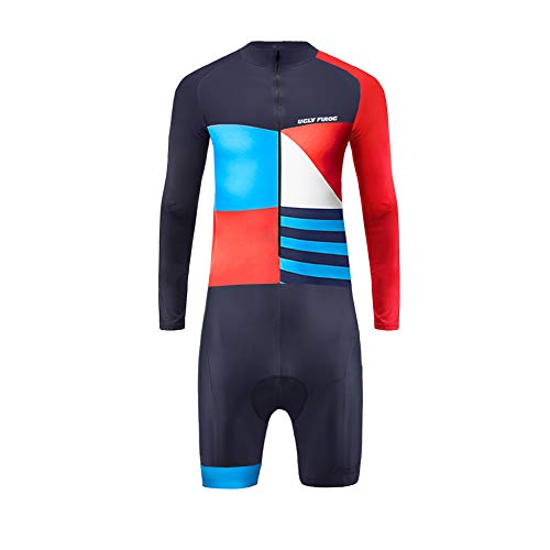 UGLY FROG Hombres Monos Manga Corto/Larga del Verano Transpirable Ciclismo Skinsuit Sets con Gel Pad Exterior Sportswear Triatlón Ropa Bodies Triatlón Clothes-Siamés