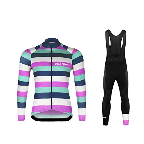 UGLY FROG MTB Invierno Ciclismo Maillot Hombres Jersey + Pantalones Largos Culote Mangas Largas de Ciclismo Conjunto de Ropa Maillot Entretiempo para Deportes al Aire Libre Ciclo Bicicleta