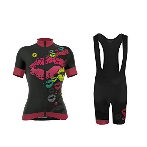 UGLY FROG Mujer Camiseta de Ciclismo Bicicleta de Ropa para Camiseta Manga Corta + Cilindro de Pantalones con Asiento Acolchado DXWX01F