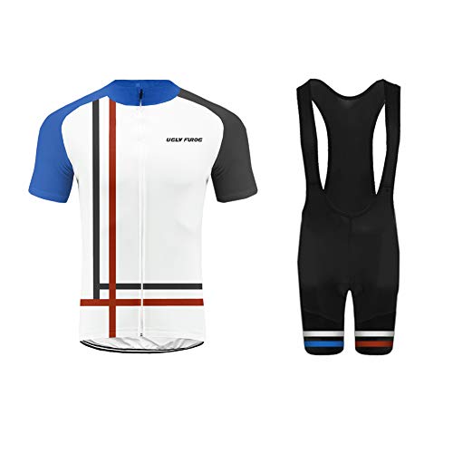 UGLY FROG Ropa Ciclismo MTB Racing Team Verano para Hombre - Un Conjunto de Ciclismo Camiseta Carta Jersey Maillot y Culotte Bib Pantalones Cortos FAX19DT02