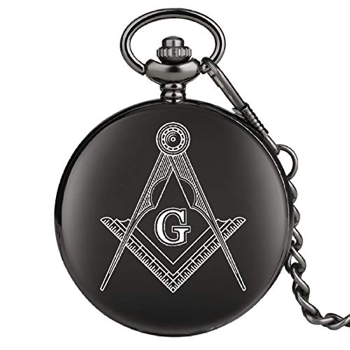 UIEMMY Pocket Watch Custom Masonic Freemasonry Chrome Square and Compass Mason Retro Black Quartz Pocket Watch Best Gifts for Freemason Dropshipping