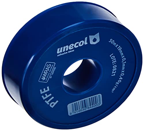 Unecol 8440 Cinta (PTFE, Rollo), Blanco, 50 m x 19 mm x 0,1 mm, 0,40 g/cm³