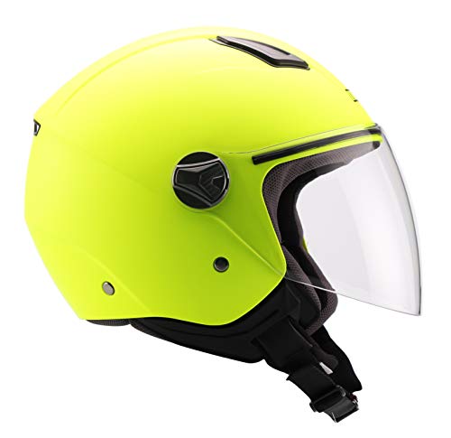 Unik Cj-16 Casco Jet, Amarillo Fluorescente Mate, XL