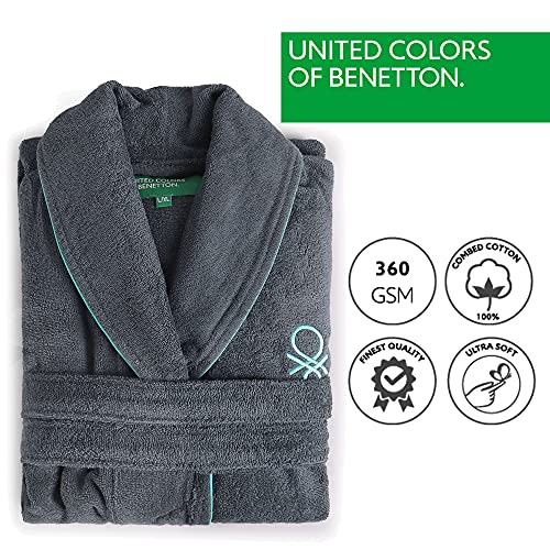 UNITED COLORS OF BENETTON. Albornoz m/l 360gsm 100% algodón Gris Oscuro Casa Benetton, Azul