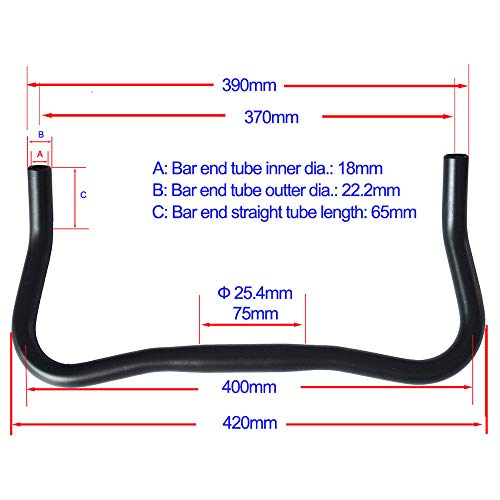UPANBIKE Bike Bullhorn Handlebar Aleación de Aluminio 25.4mm 37cm para Bicicleta de Carretera con Engranaje Fijo(Negro)