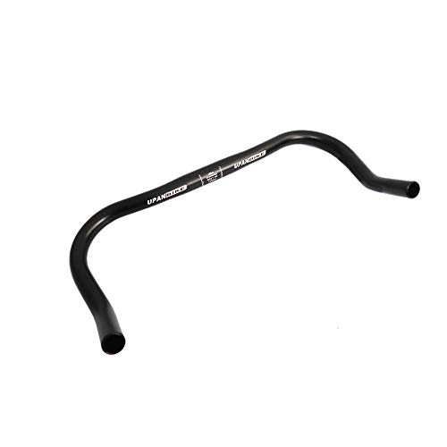 UPANBIKE Bike Bullhorn Handlebar Aleación de Aluminio 25.4mm 37cm para Bicicleta de Carretera con Engranaje Fijo(Negro)