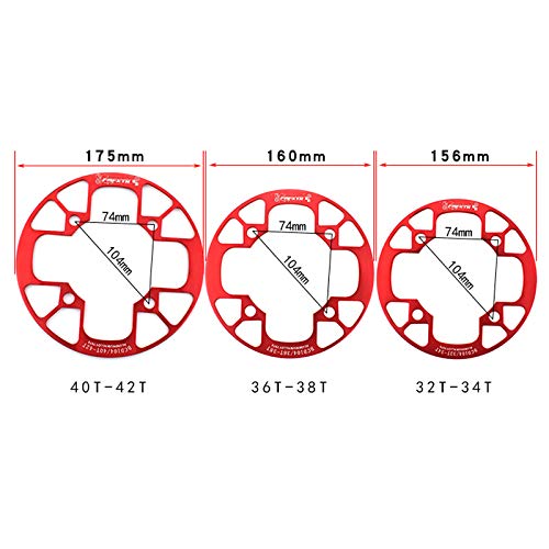 UPANBIKE Montain Bike Chainring Guard 104 BCD aleación de aluminio cadena anillo protector cubierta para 32 ~ 34T 36 ~ 38T 40 ~ 42T Chainring piñones (azul, 36T ~ 38T)