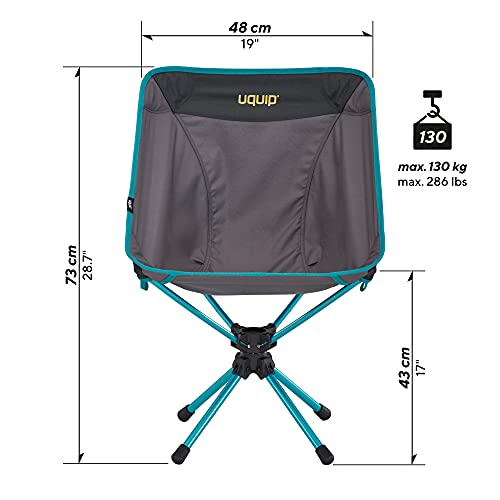 Uquip Silla Plegable Three Sixty - Silla de Camping Ligera con Innovador Sistema Giratorio de 360°, Color Gris