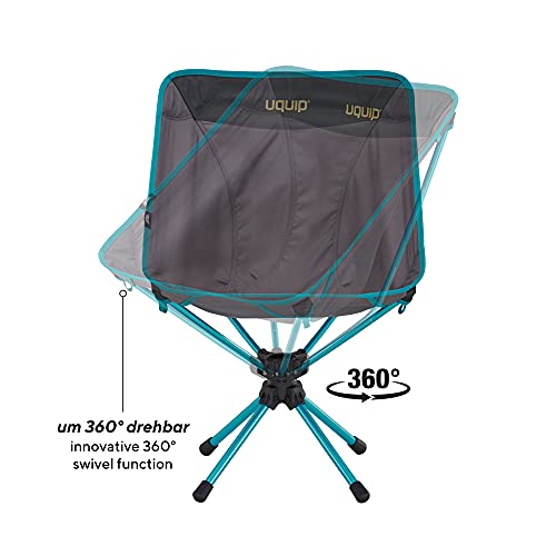 Uquip Silla Plegable Three Sixty - Silla de Camping Ligera con Innovador Sistema Giratorio de 360°, Color Gris