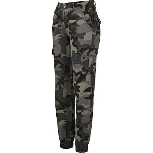 Urban Classics Ladies High Waist Cargo Pants Pantalones, Multicolor (Dark Camo 00784), 10 (Size: 27) para Mujer